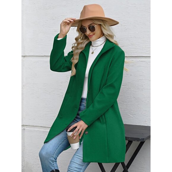 Womens Coats Winter Long Wool Coat Trench Coat Fall Clothes Casual Blazers Notch - Picture 5 of 6